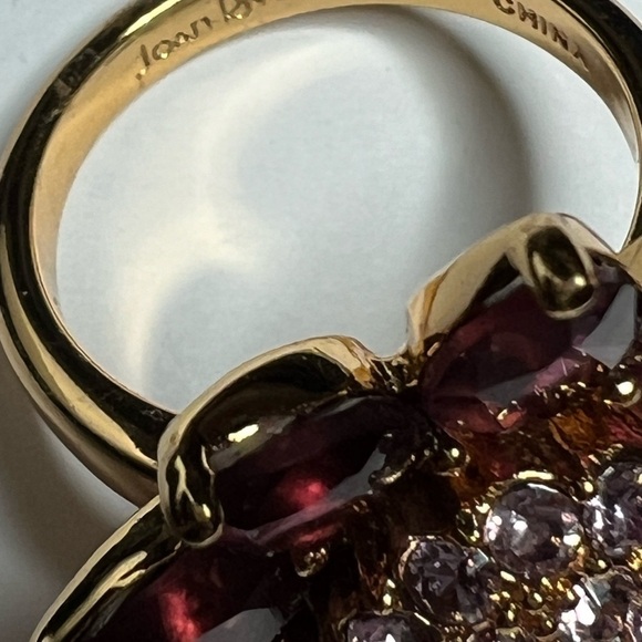 Joan Rivers Purple Rhinestone Flower Ring Size 10 - Picture 3 of 8